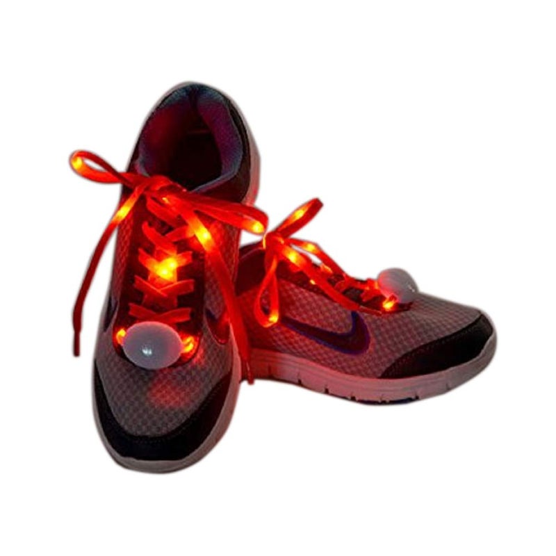F Flammi Flammi LED Nylon Shoelaces Light Up Glow in The Dark for Party Dancing Skating (Red) - Image 1